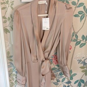 Zimmerman silk wrap dress in Petal